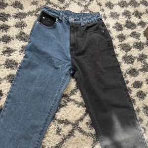 Color block high waisted jeans